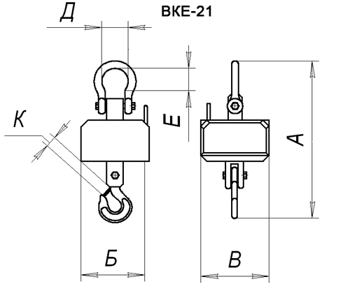 Весы крановые габаритные BKE-21 размеры, масса