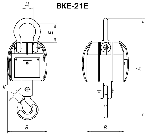 Весы крановые габаритные BKE-21Е размеры, масса