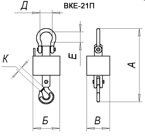 Весы крановые габаритные BKE-21П размеры, масса